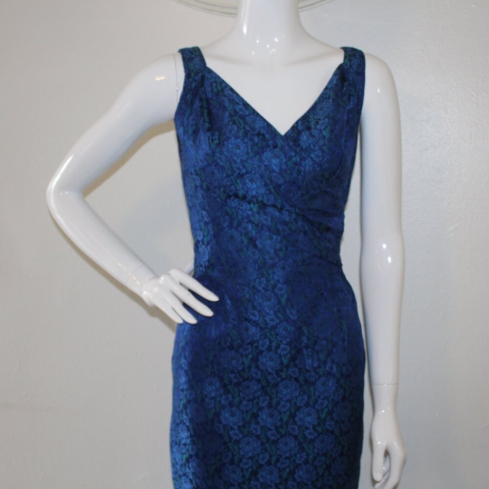 Blue Vintage 1950s Vintage Brocade Dress - Picture 3 of 9